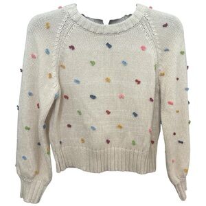 Lush Women’s Cream Sweater with Colorful Dots Size Small
